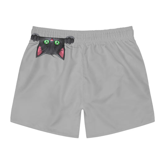 Cat Lover Swim Trunks | Funny Kitten Pocket Attack Design