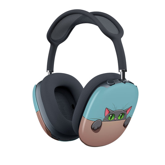 Cute Cat With Sky Blue Background, AirPods Max Shell Case, Cat Lover Gift, Trendy Tech Accessory, Holiday Gift, Fun Earphone Protection
