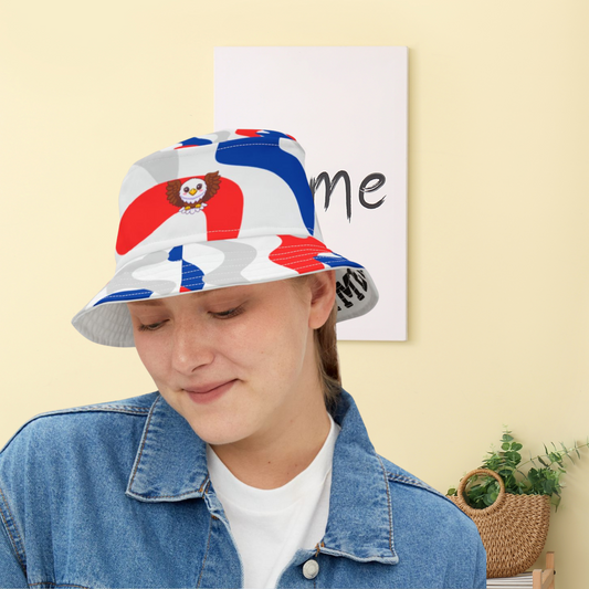 Bucket Hat | Patriotic Red White & Blue Camo with Eagle | Trendy Summer and Festival Style