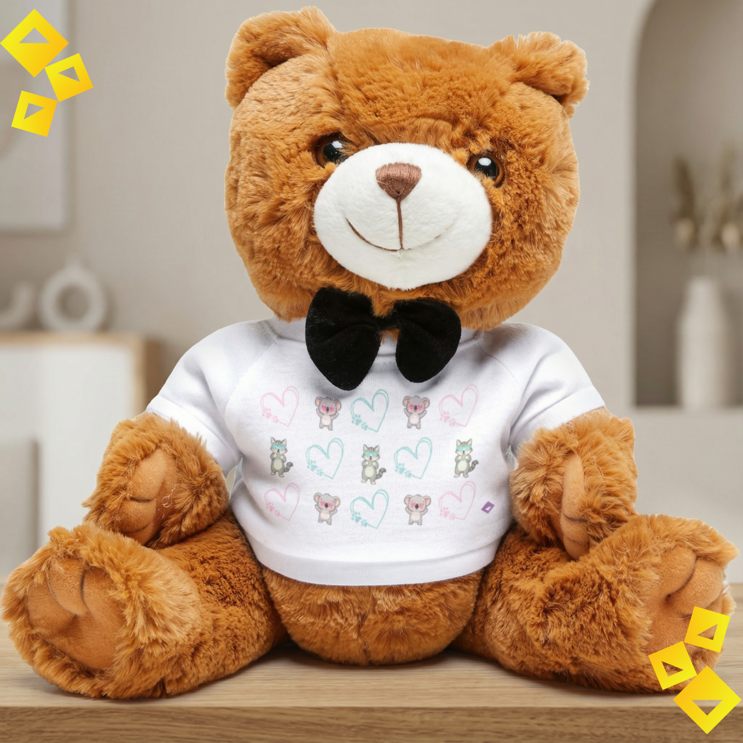 Teddy Bear with T-Shirt - Cute Cat & Koala Plush - Kawaii Love Bear Gift for Animal Lovers and Pet Parents