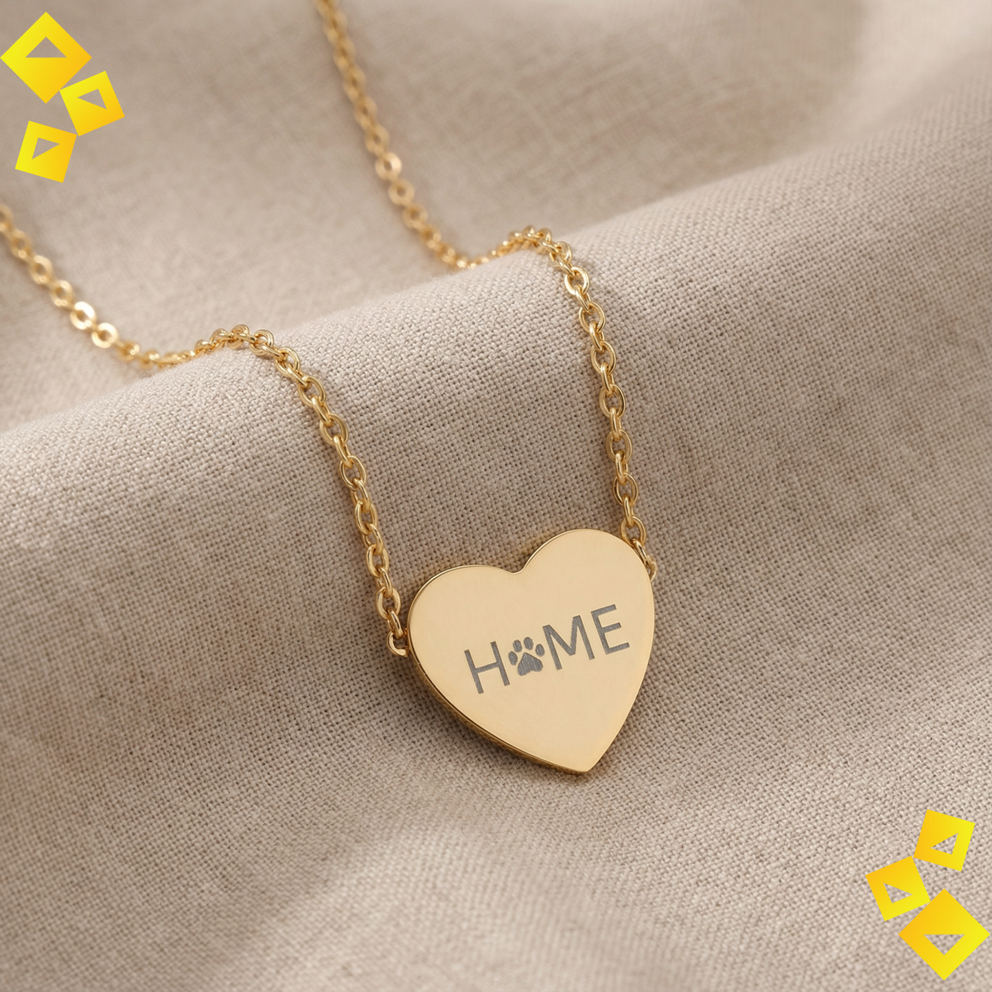 Heart Paw Necklace - Home Is Where the Paw Is - Pet Lover Jewelry - Engraved Heart Necklace for Animal Lovers