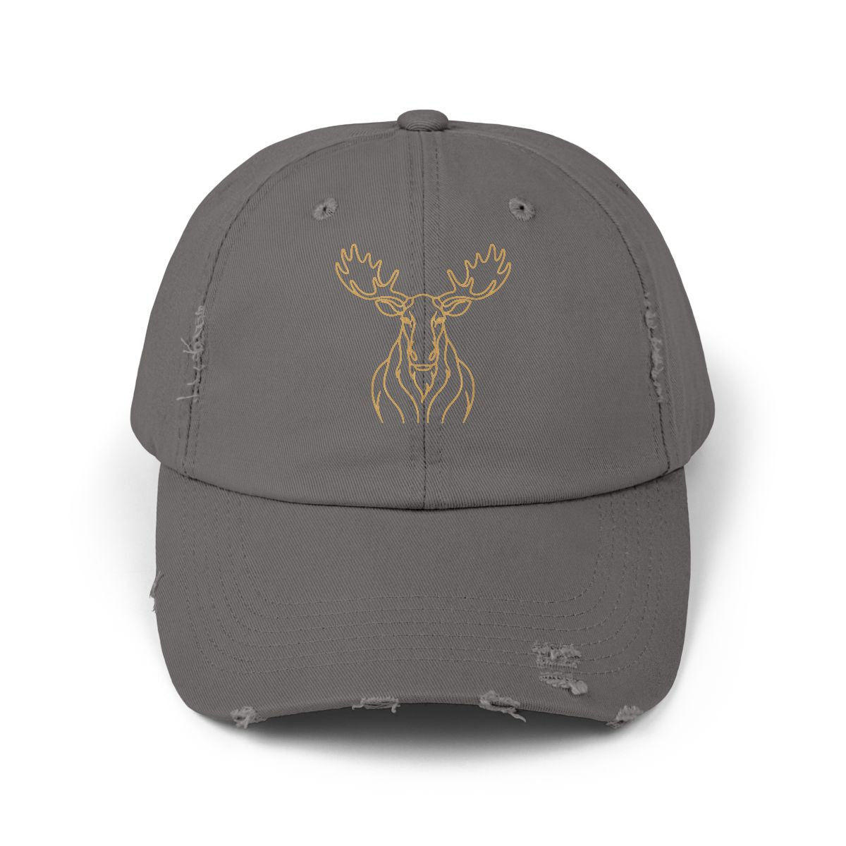 Gold Line Moose Head Cap | Distressed Black Baseball Hat