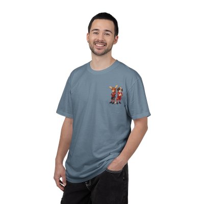 Moose and Saint Bernard Soccer Players T-shirt | Cute Animal Sports Illustration