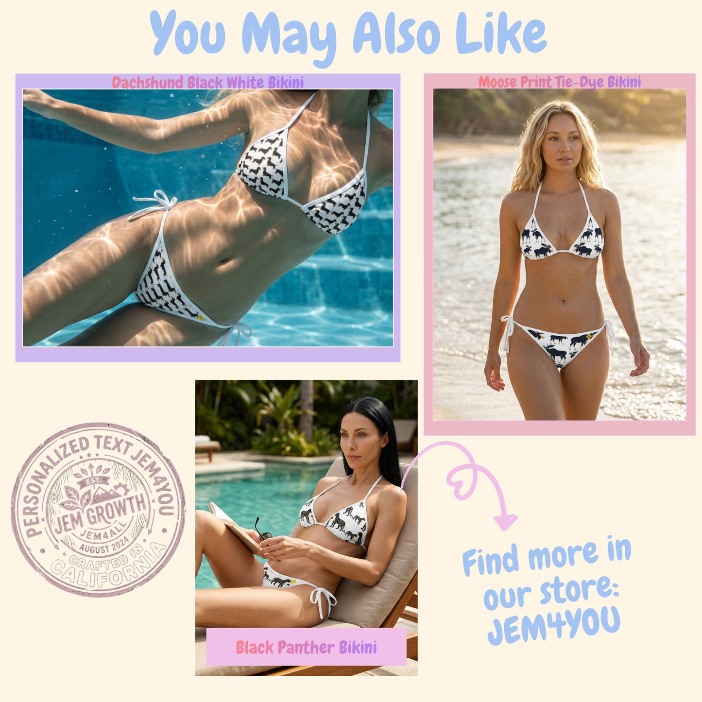 Eagle Pattern Bikini Swimsuit | Triangle Tie-Side Swimwear
