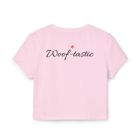 Baby Tee Woof-tastic Vibes Only – Playful Puppy Skateboard Design – Fun Women’s Shirt with Cool Vibes