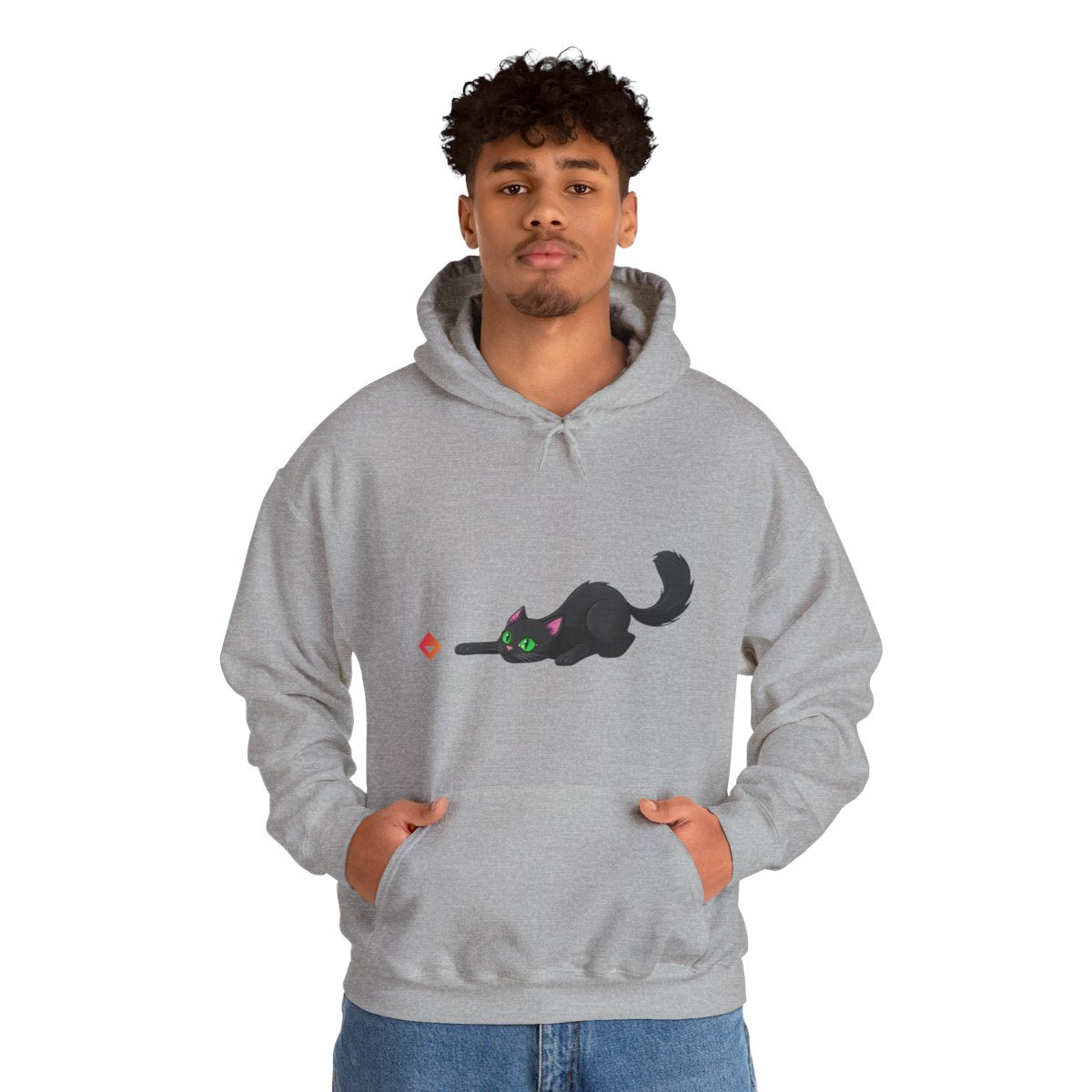 Black Cat Hoodie | Cute Cat & JEM Diamond | Unisex Heavy Blend Sweatshirt