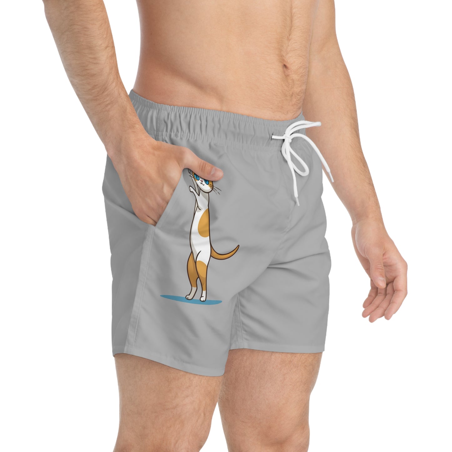 Cat Lover Swim Trunks | Funny Kitten Pocket Attack Design