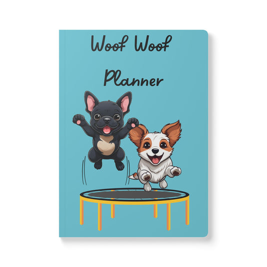 Woof Woof Dog Planner | Cute Softcover Journal with Calendars & Pet Pages | 100 - 200 Pages | Kawaii Puppy Organizer for Kids and Adults