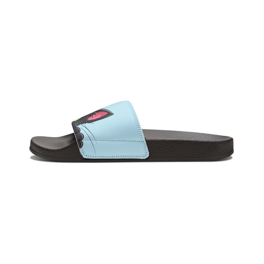 Kawaii Black Cat Sandals, Women's Summer Shoes, Baby Blue, Green-Eyed Cat Footwear, Removable-Strap Sandals