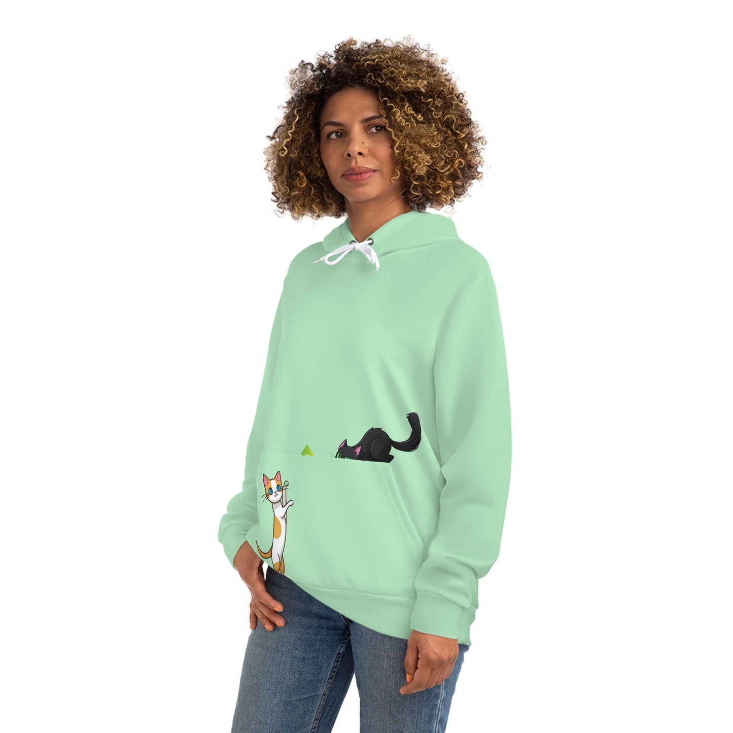 Playful Kittens Hoodie | Mint Meow Edition