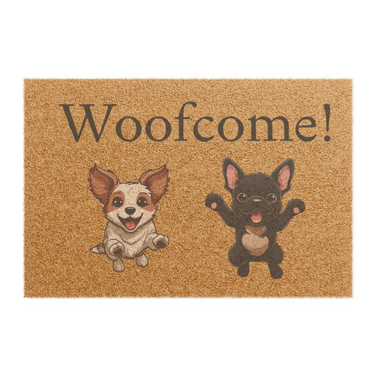 Doormat - Woofcome Funny Dogs Cute Puppies Spotted Dog Black Dog