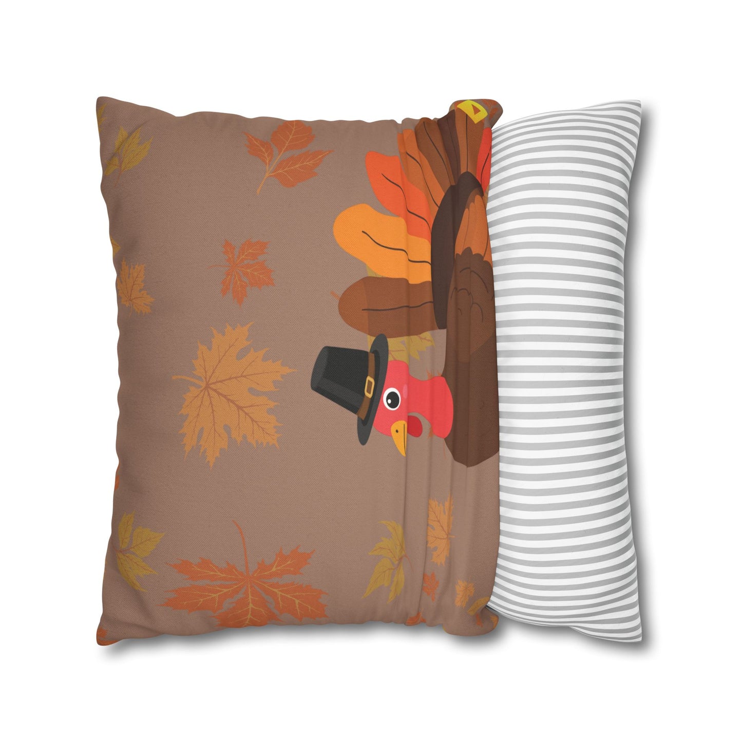 Thanksgiving Pillow Cover - Bear, Owl & Turkey Design - Double-Sided Fall Throw Pillow Case