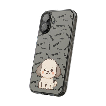 iPhone Case with Trendy Poodle and Sunglasses Pattern | Cute Kawaii Dog Design | Clear Protective Phone Cover