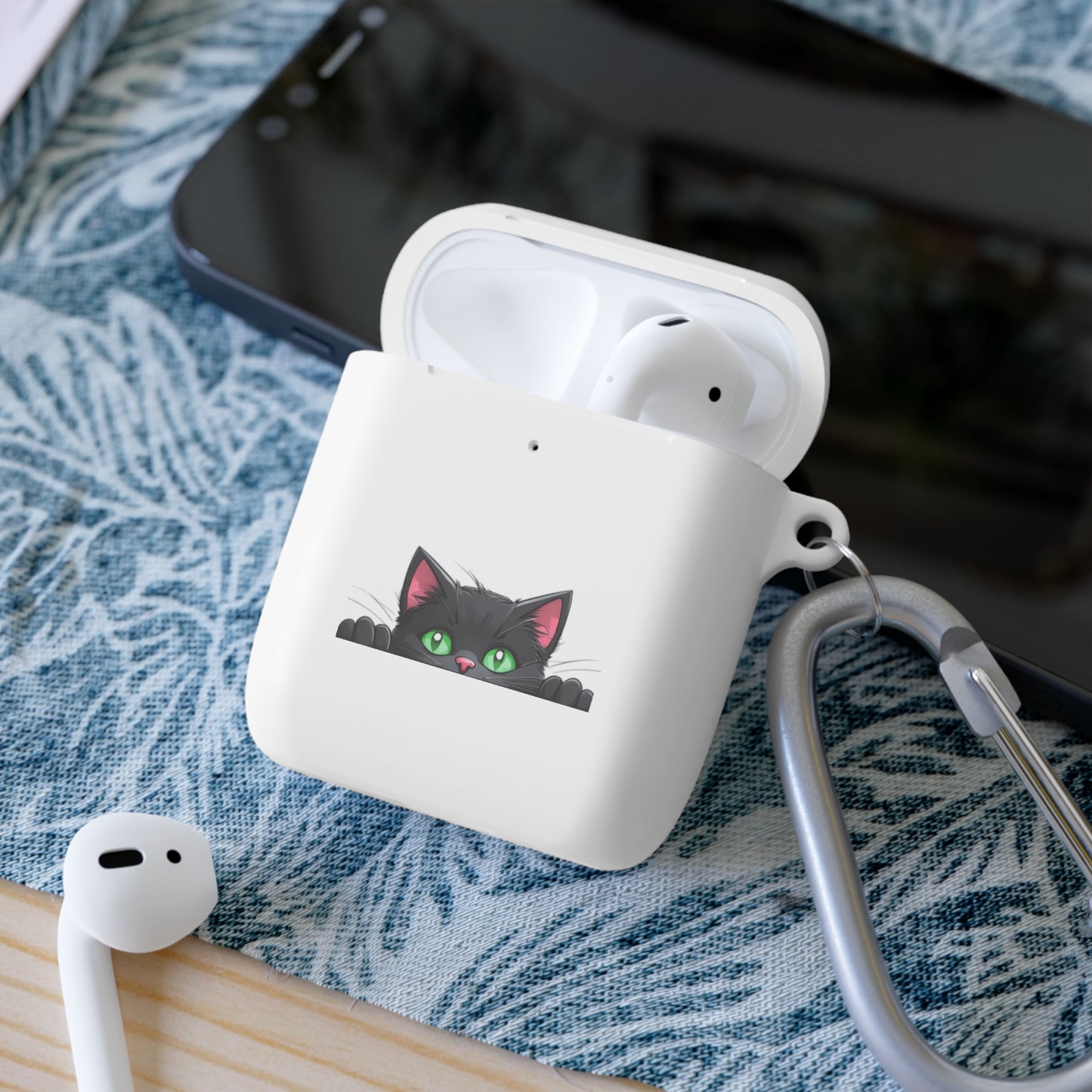 AirPods and AirPods Pro Case Cover - MEOW Cute Green Eyed Cat