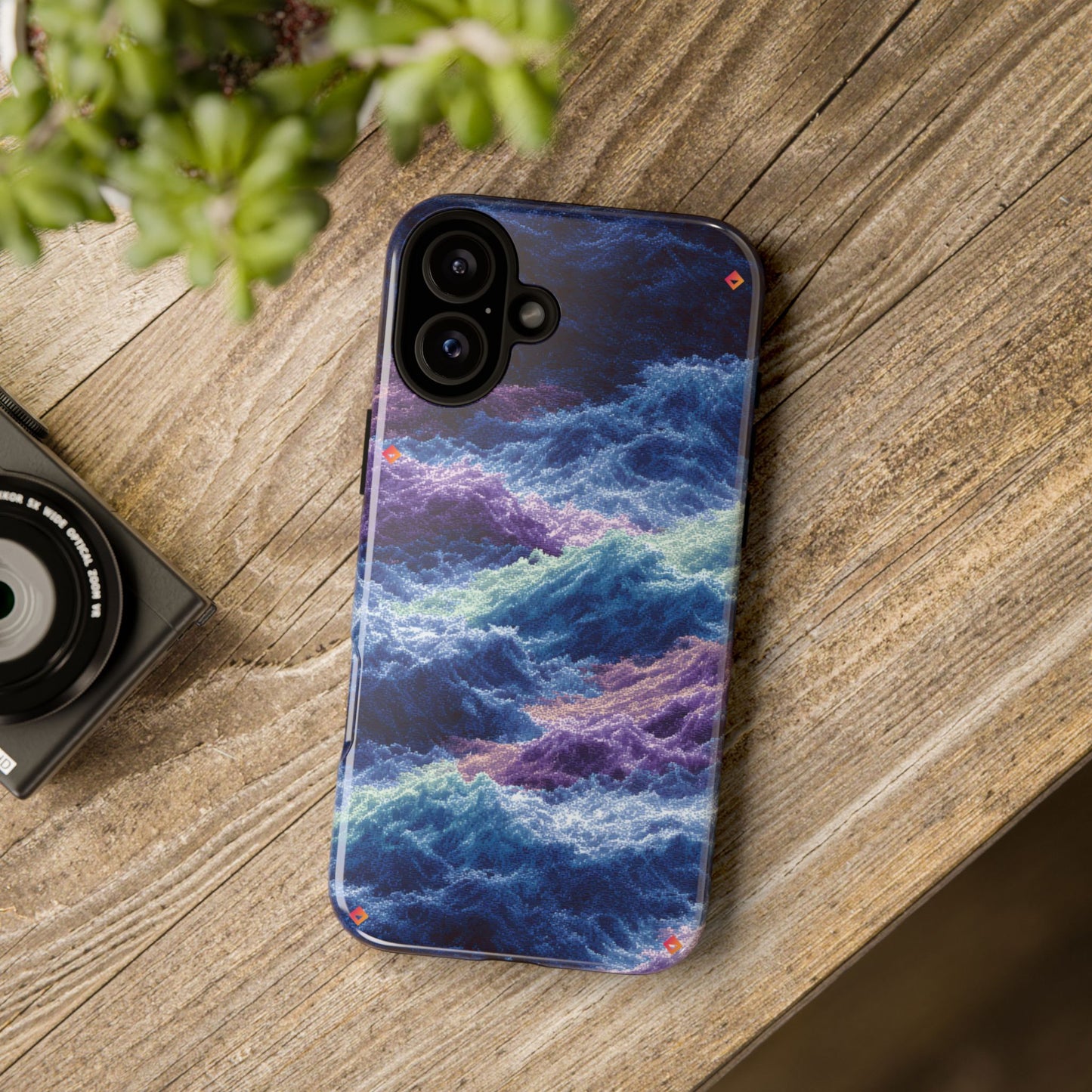 iPhone 17 Tough Case - Stormy Ocean Wave Pattern - Blue & Purple Water Design Protective Phone Cover for Sea Lovers