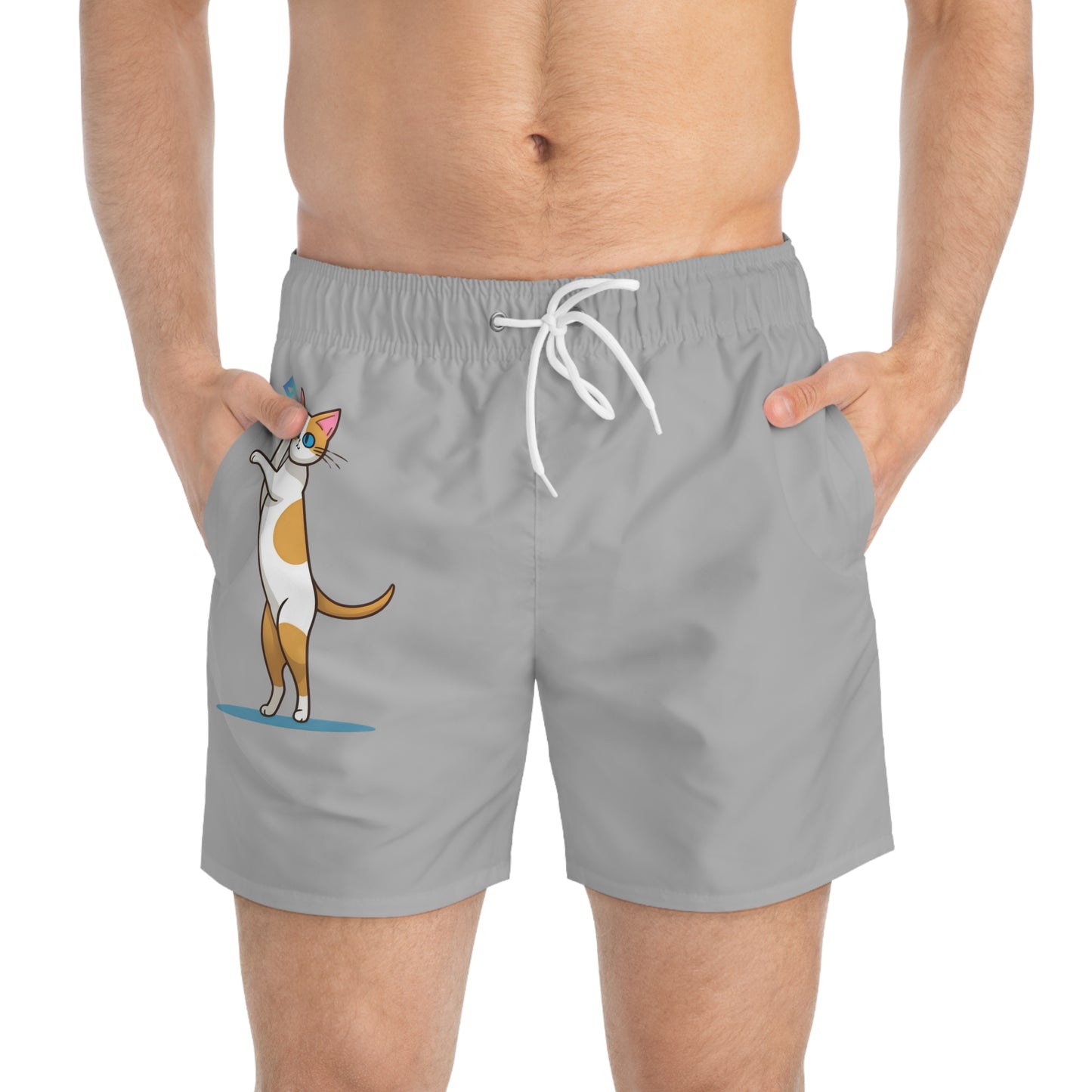Cat Lover Swim Trunks | Funny Kitten Pocket Attack Design