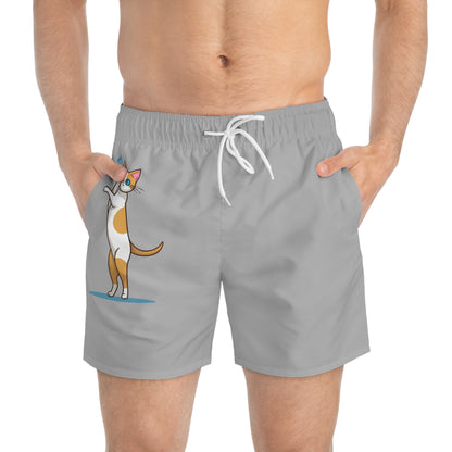 Cat Lover Swim Trunks | Funny Kitten Pocket Attack Design