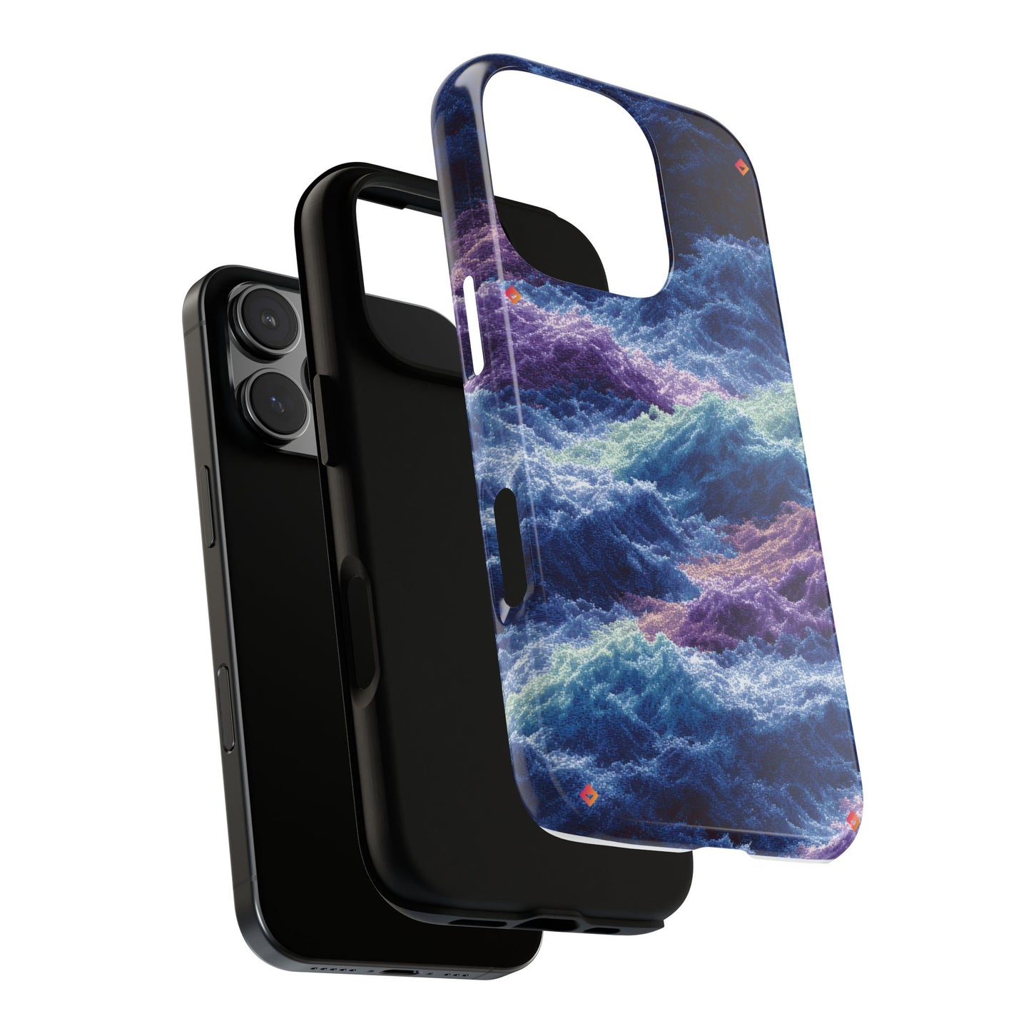 iPhone 17 Tough Case - Stormy Ocean Wave Pattern - Blue & Purple Water Design Protective Phone Cover for Sea Lovers