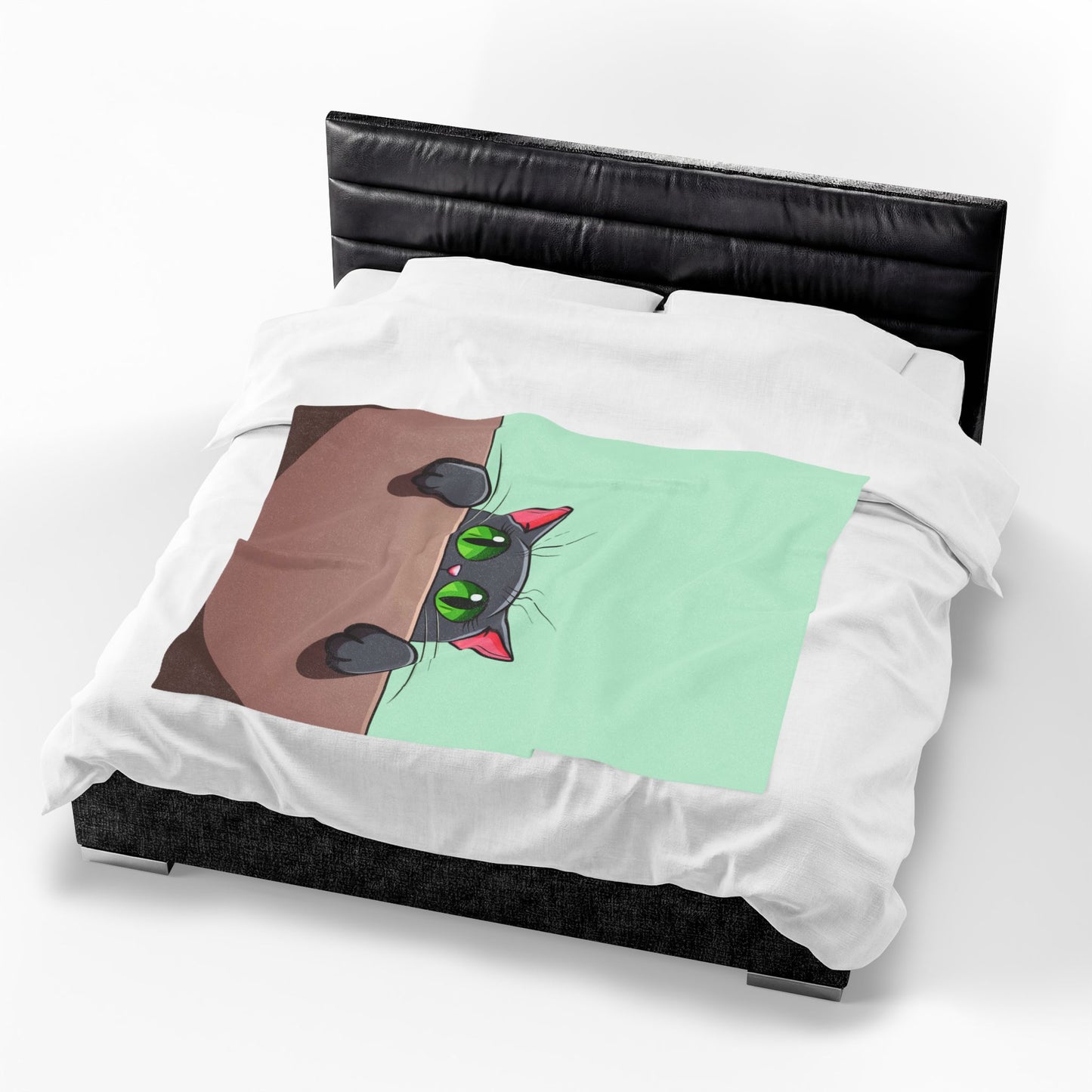 Peek-a-Boo Black Cat Plush Blanket