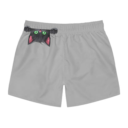 Cat Lover Swim Trunks | Funny Kitten Pocket Attack Design