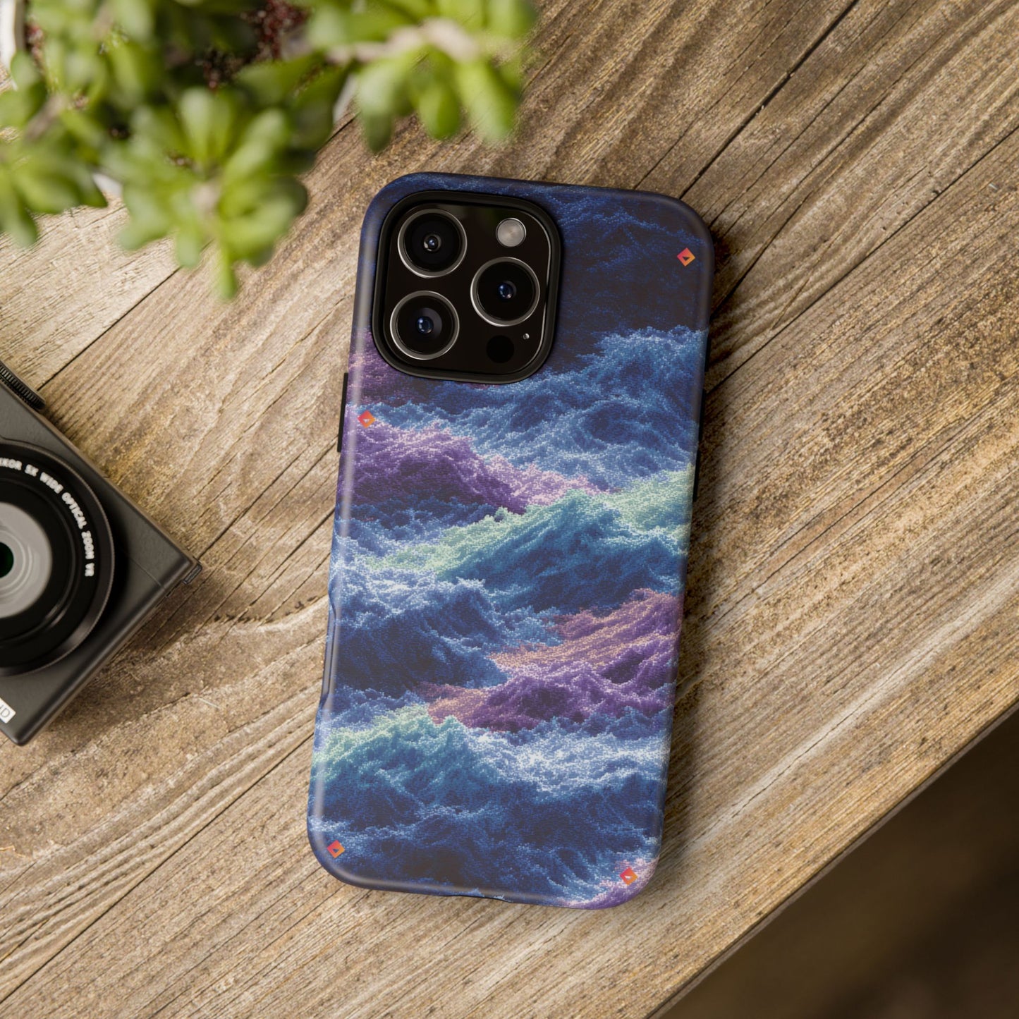 iPhone 17 Tough Case - Stormy Ocean Wave Pattern - Blue & Purple Water Design Protective Phone Cover for Sea Lovers