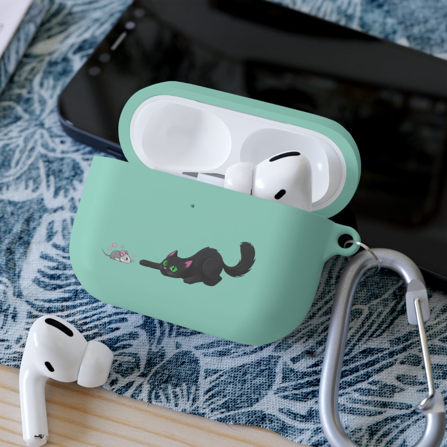 AirPods and AirPods Pro Case Cover - MEOW Cute Green Eyed Cat