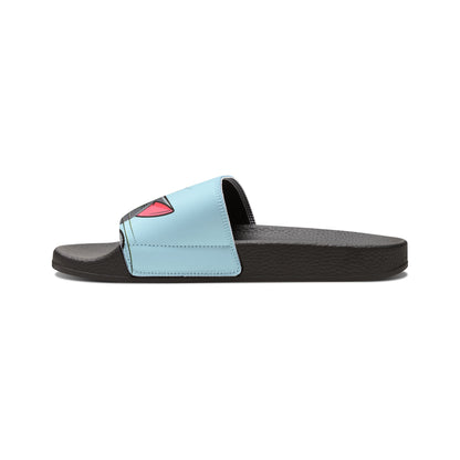 Kawaii Black Cat Sandals, Women's Summer Shoes, Baby Blue, Green-Eyed Cat Footwear, Removable-Strap Sandals