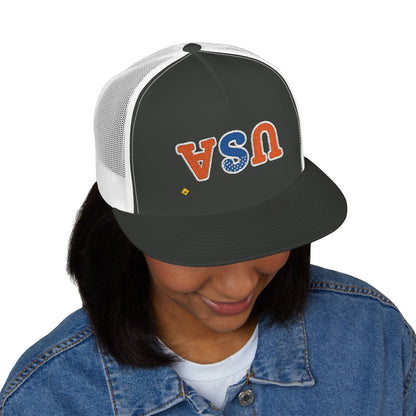 Trucker Cap | Patriotic USA Embroidery | 5 Panel Snapback for Summer and Festivals