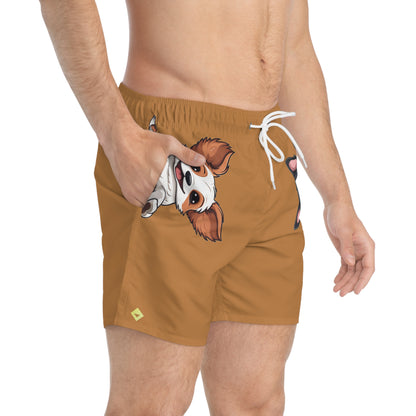 Cartoon Doggie Swim Trunks | Pocket Pups Edition