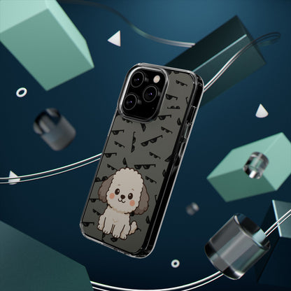 iPhone Case with Trendy Poodle and Sunglasses Pattern | Cute Kawaii Dog Design | Clear Protective Phone Cover
