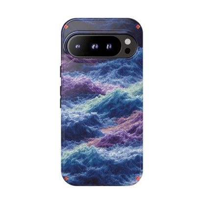 iPhone 17 Tough Case - Stormy Ocean Wave Pattern - Blue & Purple Water Design Protective Phone Cover for Sea Lovers