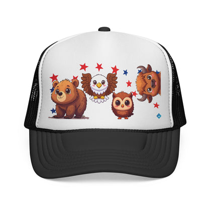 Trucker Hat | Cute Bear, Owl & Eagle Design | Fun Summer Cap for Animal Lovers and Camp Style
