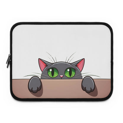 Peek-a-Meow Protection | Cute Gray Cat Laptop Sleeve for Work & Play