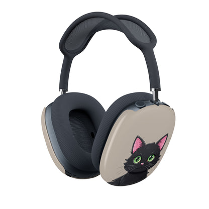 Shell Case for AirPods Max, Cute Green-Eyed Black Cats Design, Cat Lover Gift, Stylish Kitten Cover, Pet Lover Accessory - Meow Meow