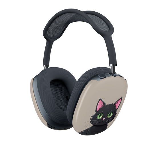 Shell Case for AirPods Max, Cute Green-Eyed Black Cats Design, Cat Lover Gift, Stylish Kitten Cover, Pet Lover Accessory - Meow Meow