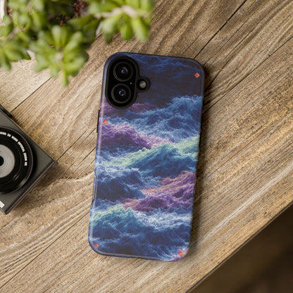 iPhone 17 Tough Case - Stormy Ocean Wave Pattern - Blue & Purple Water Design Protective Phone Cover for Sea Lovers