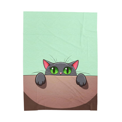Peek-a-Boo Black Cat Plush Blanket