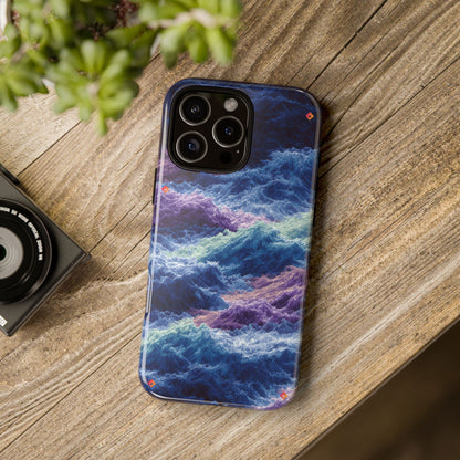 iPhone 17 Tough Case - Stormy Ocean Wave Pattern - Blue & Purple Water Design Protective Phone Cover for Sea Lovers