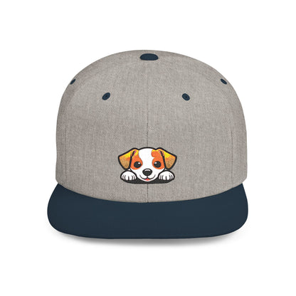 Snapback Cap, Puppy Peek Embroidered Dog Hat, Cute Pet Lover Baseball Cap, Adjustable Streetwear Hat, Gift for Dog Lovers