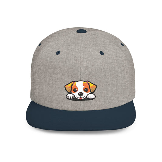 Snapback Cap, Puppy Peek Embroidered Dog Hat, Cute Pet Lover Baseball Cap, Adjustable Streetwear Hat, Gift for Dog Lovers