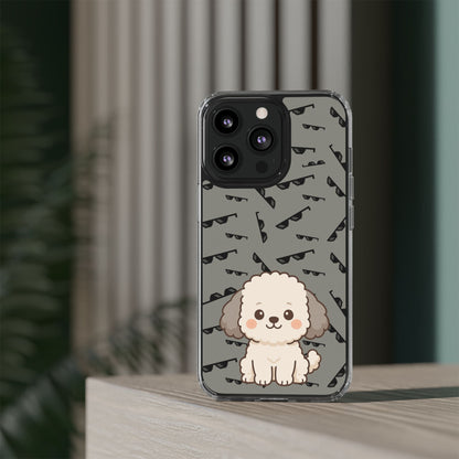 iPhone Case with Trendy Poodle and Sunglasses Pattern | Cute Kawaii Dog Design | Clear Protective Phone Cover