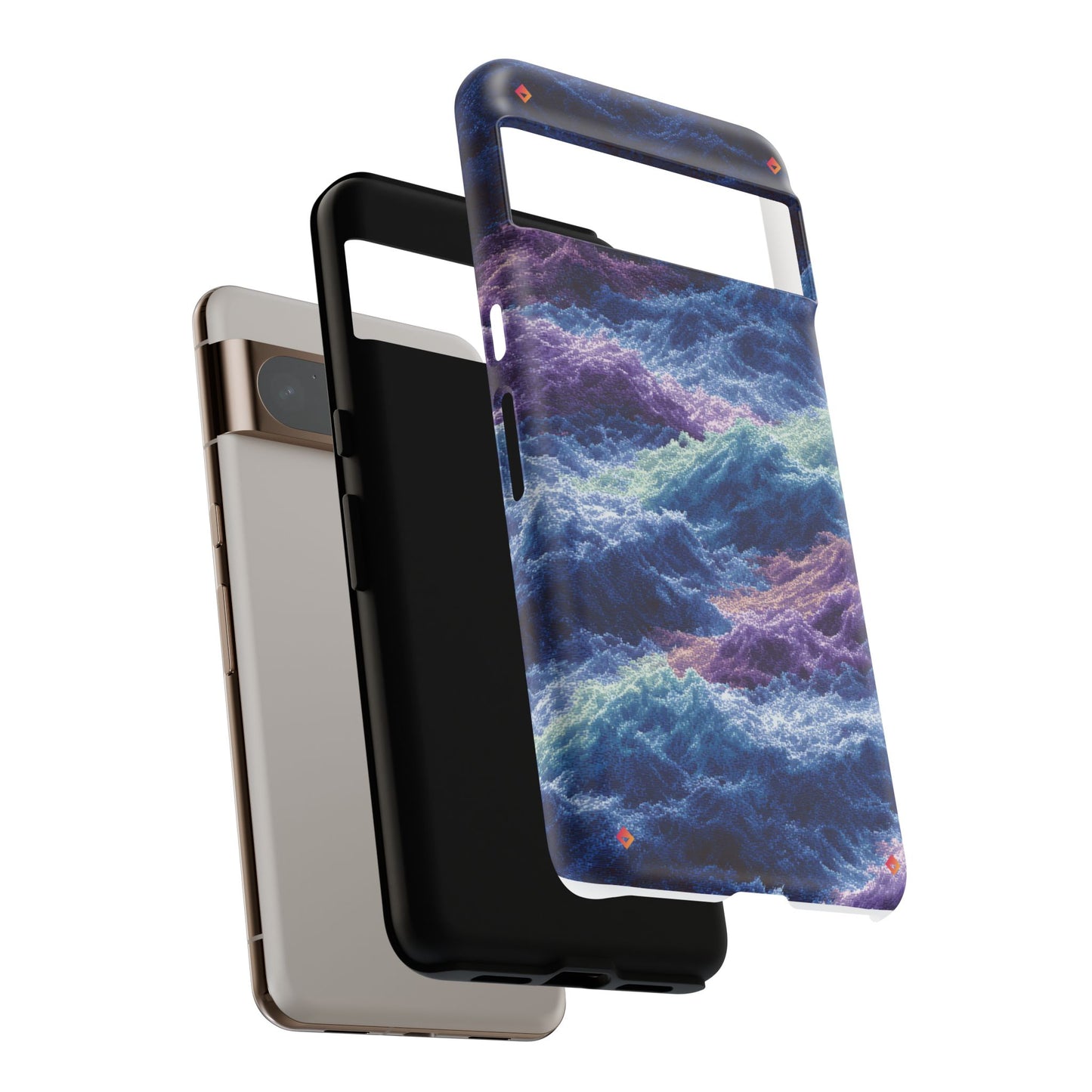 iPhone 17 Tough Case - Stormy Ocean Wave Pattern - Blue & Purple Water Design Protective Phone Cover for Sea Lovers