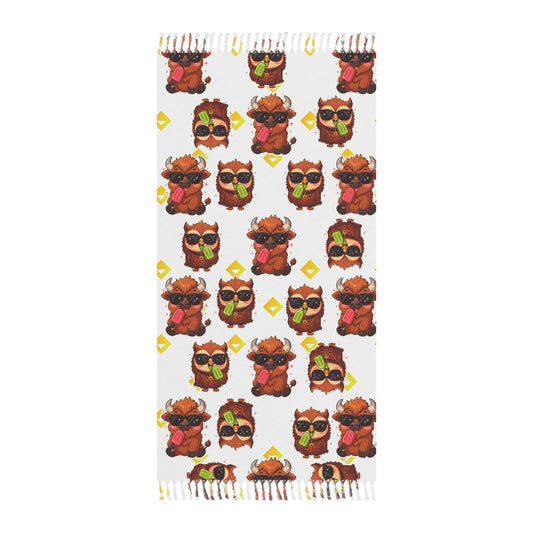 Beach Towel | Bison & Owl Popsicle Pattern | Boho Summer Vibe for Animal Lovers and Outdoor Fun