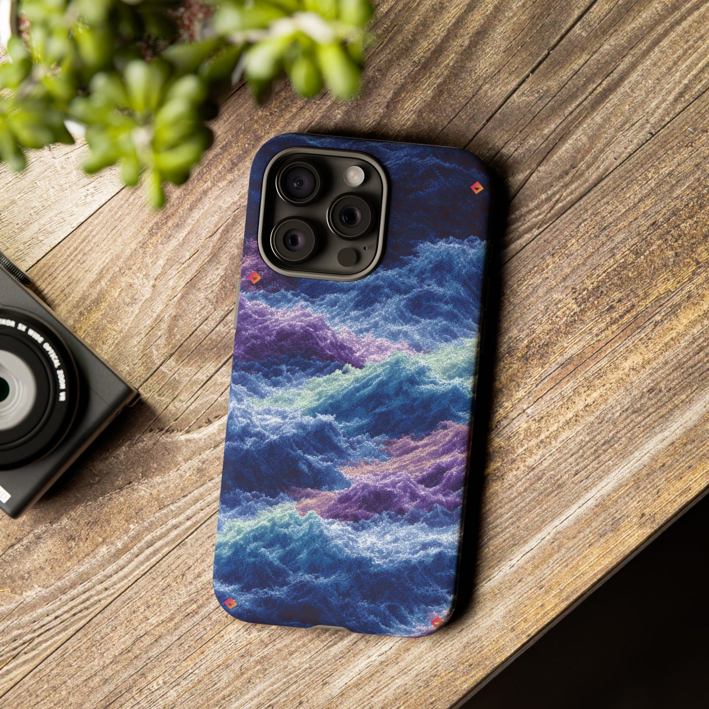 iPhone 17 Tough Case - Stormy Ocean Wave Pattern - Blue & Purple Water Design Protective Phone Cover for Sea Lovers
