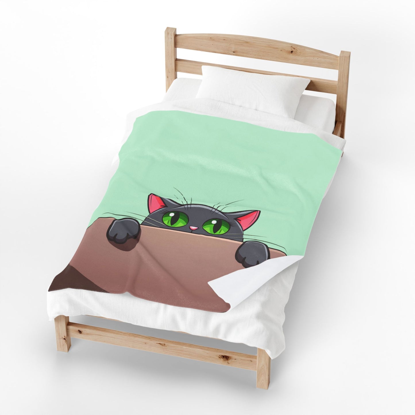 Peek-a-Boo Black Cat Plush Blanket