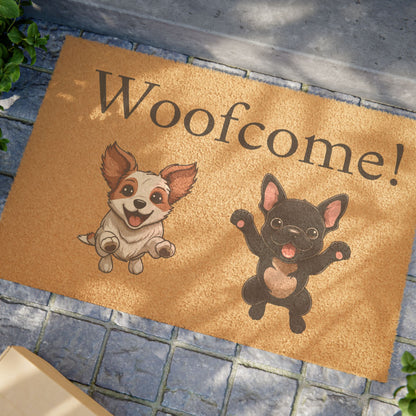 Doormat - Woofcome Funny Dogs Cute Puppies Spotted Dog Black Dog
