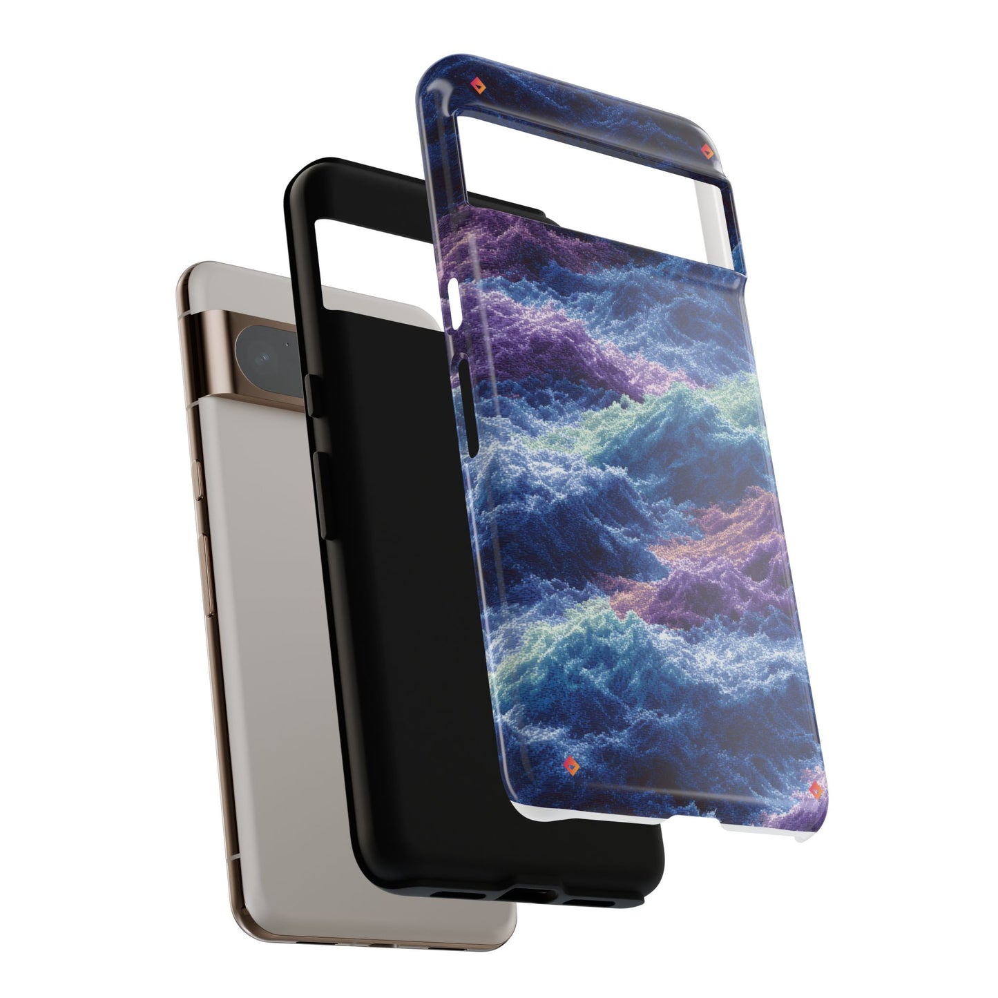 iPhone 17 Tough Case - Stormy Ocean Wave Pattern - Blue & Purple Water Design Protective Phone Cover for Sea Lovers