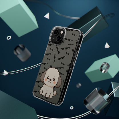 iPhone Case with Trendy Poodle and Sunglasses Pattern | Cute Kawaii Dog Design | Clear Protective Phone Cover
