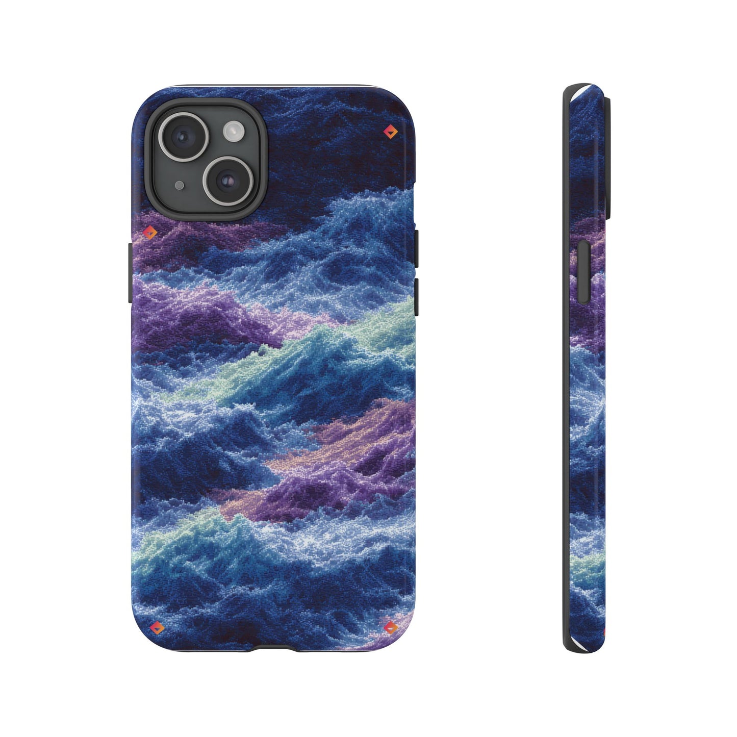 iPhone 17 Tough Case - Stormy Ocean Wave Pattern - Blue & Purple Water Design Protective Phone Cover for Sea Lovers