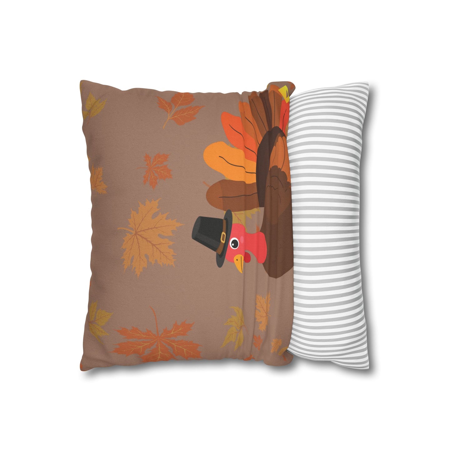 Thanksgiving Pillow Cover - Bear, Owl & Turkey Design - Double-Sided Fall Throw Pillow Case